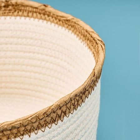 Simple Living Boho Style Sepet - Beyaz / Bej - 20x10 cm
