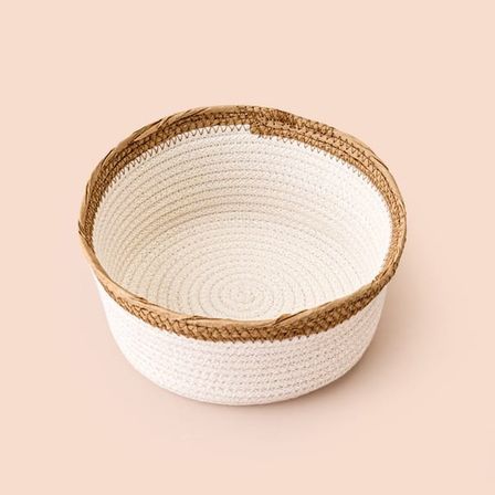 Simple Living Boho Style Sepet - Beyaz / Bej - 18x8 cm