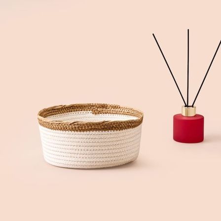 Simple Living Boho Style Sepet - Beyaz / Bej - 18x8 cm