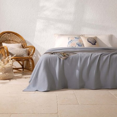 Evidea Soft Rete Çift Kişilik Pike - Mavi - 200x220 cm