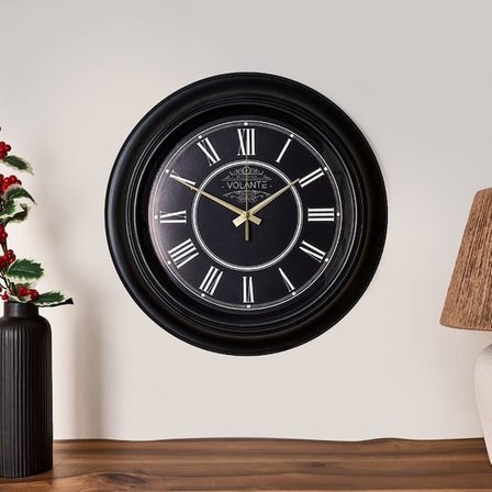 Volante Rustic Vintage Duvar Saati - Siyah - 45 cm
