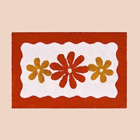 Evidea Soft Flor Tufting Banyo Paspası - Beyaz - 60x90 cm