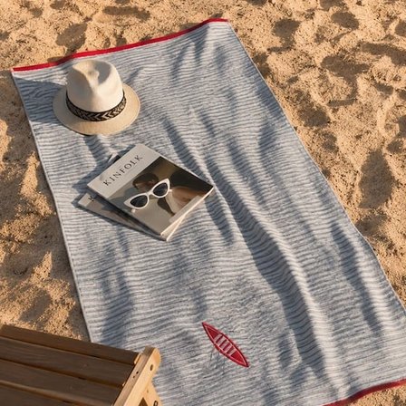 Evidea Soft Mare Plaj Havlusu - Ekru / Mavi - 70x140 cm