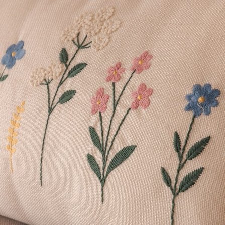 Evidea Soft Floral Kırlent - Ekru - 30x50 cm