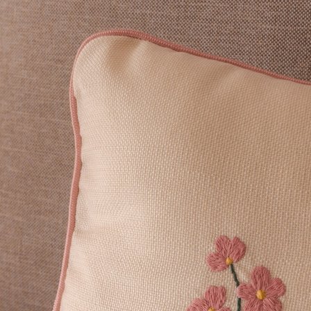 Evidea Soft Floral Kırlent - Ekru - 30x50 cm