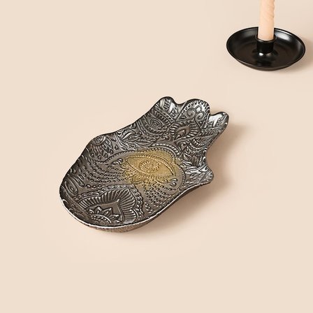 Evidea Deco Rabia Eli Dekoratif Tabak - Gri - 22x15 cm