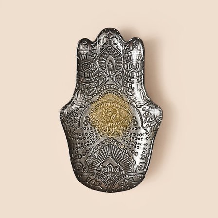 Evidea Deco Rabia Eli Dekoratif Tabak - Gri - 22x15 cm