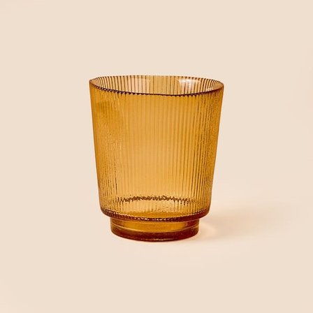 Evidea Deco Çizgili Bardak Mumluk - Amber - 11 cm