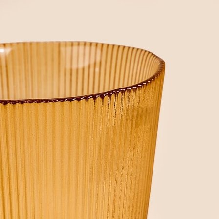 Evidea Deco Çizgili Bardak Mumluk - Amber - 11 cm
