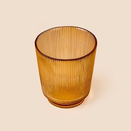 Evidea Deco Çizgili Bardak Mumluk - Amber - 11 cm
