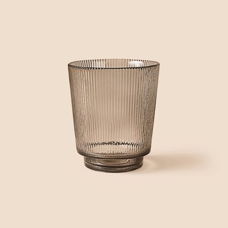 Evidea Deco Çizgili Bardak Mumluk - Füme - 11 cm