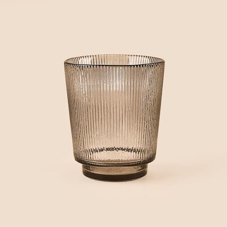 Evidea Deco Çizgili Bardak Mumluk - Füme - 11 cm