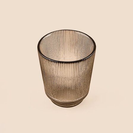 Evidea Deco Çizgili Bardak Mumluk - Füme - 11 cm