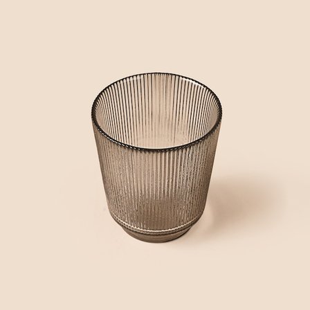 Evidea Deco Çizgili Bardak Mumluk - Füme - 11 cm