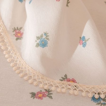 Evidea Soft Pane Dantelli Yuvarlak  Masa Örtüsü - Ekru - 150x150 cm