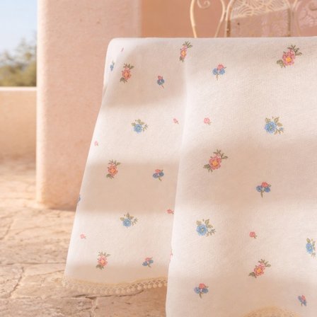 Evidea Soft Pane Dantelli Yuvarlak  Masa Örtüsü - Ekru - 150x150 cm