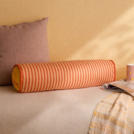 Evidea Soft Tide Silindir Kırlent - Ekru / Renkli - 17x47 cm