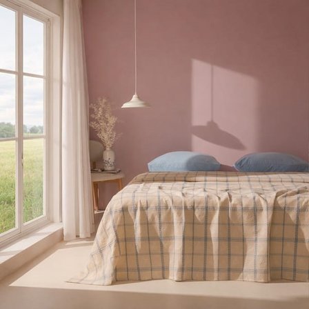 Evidea Soft Grid Çift Kişilik Pike - Bej / Mavi - 200x230 cm
