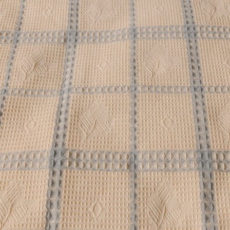 Evidea Soft Grid Çift Kişilik Pike - Bej / Mavi - 200x230 cm