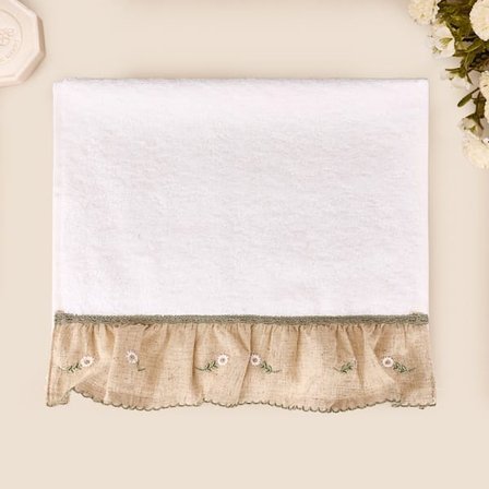 Evidea Soft Green Culture Twin Papatya Desenli El Havlusu - Ekru - 30x50 cm