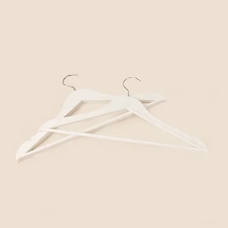 Simple Living Ahşap Görünümlü 3'lü Plastik Askı - Beyaz - 43x23 cm