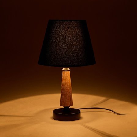 Evidea Lighting Metal Ayaklı Ahşap Abajur - Siyah