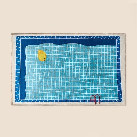 Evidea Soft Havuz Desenli Banyo Paspası - Mavi - 50x80 cm