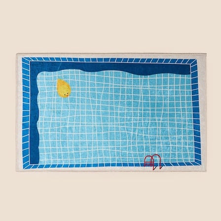 Evidea Soft Havuz Desenli Banyo Paspası - Mavi - 50x80 cm