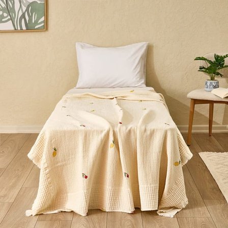 Evidea Soft Lavena Tek Kişilik Pike - Beyaz / Renkli - 160x240 cm