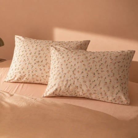 Evidea Soft Bloom 2'li Yastık Kılıfı - Hardal / Pembe - 50x70 cm