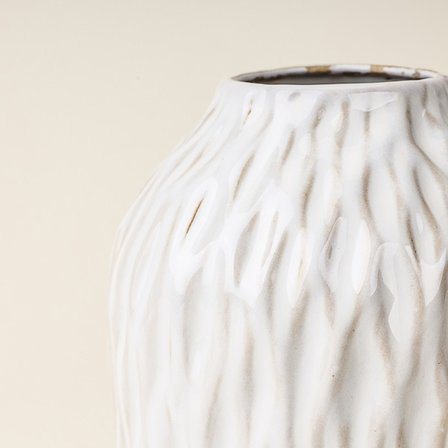 Evidea Deco Lisa Stoneware Vazo - Krem - 15x13 cm
