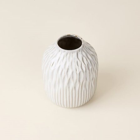 Evidea Deco Lisa Stoneware Vazo - Krem - 15x13 cm