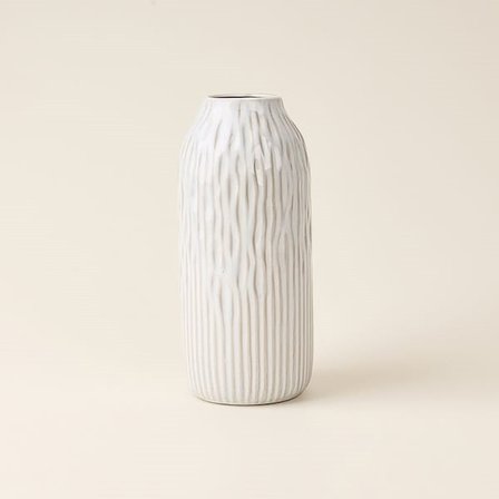 Evidea Deco Lisa Stoneware Vazo - Krem - 24x11 cm
