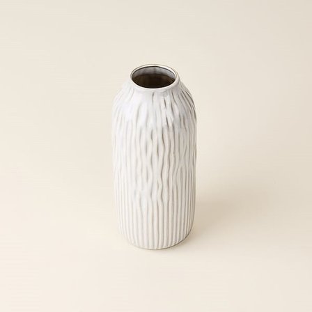 Evidea Deco Lisa Stoneware Vazo - Krem - 24x11 cm