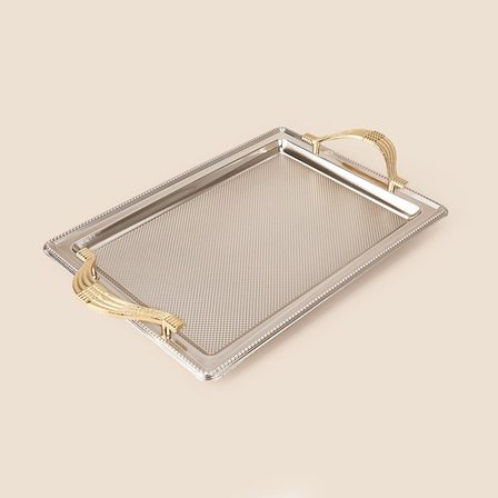 Dalgıç Dikdörtgen Küçük Tepsi - Gümüş / Gold - 25x35 cm