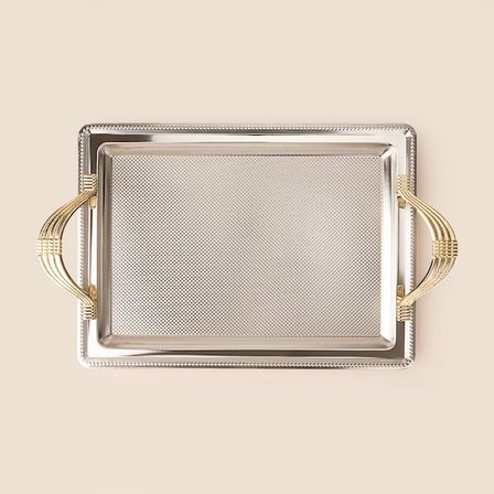 Dalgıç Dikdörtgen Küçük Tepsi - Gümüş / Gold - 25x35 cm