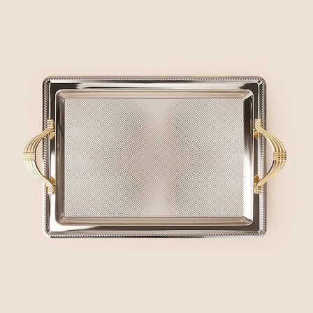 Dalgıç Dikdörtgen Büyük Tepsi - Gümüş / Gold - 32x50 cm
