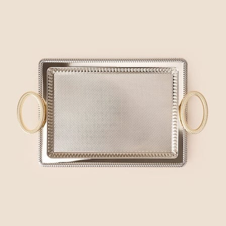 Dalgıç Dikdörtgen Küçük Tepsi - Gümüş / Gold - 25x35 cm