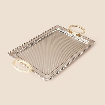 Dalgıç Dikdörtgen Küçük Tepsi - Gümüş / Gold - 25x35 cm