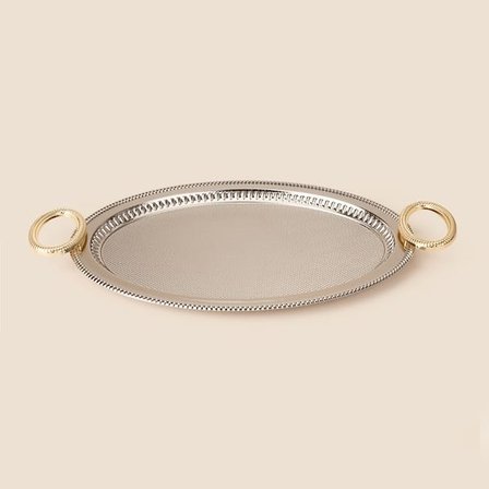 Dalgıç Oval Küçük Tepsi - Gümüş / Gold - 28x40 cm