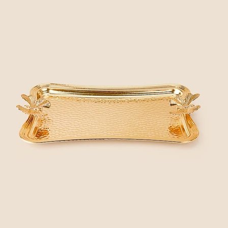 Dalgıç Kelebekli Dikdörtgen Sunum Tepsisi - Gold - 14x21 cm