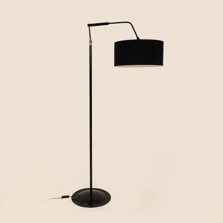 Evidea Lighting Metal Ayaklı Kumaş Başlıklı Lambader - Siyah - 150 cm
