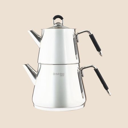Evidea Kitchen Arven Çaydanlık - Gri - 1,25 lt + 600 ml