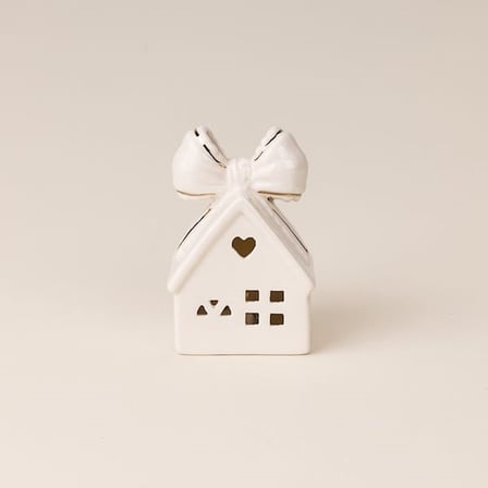 Evidea Deco Ribbon House Pilli Mum - Beyaz - 10x6 cm
