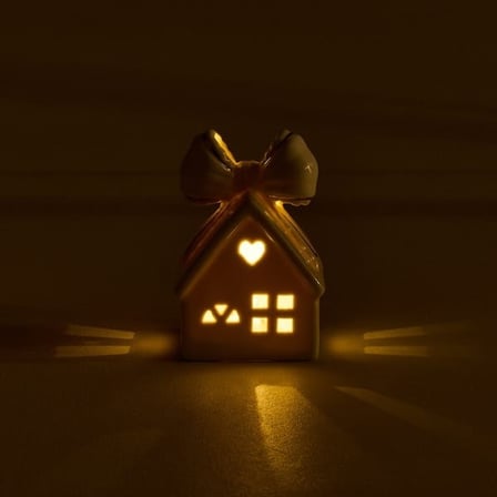 Evidea Deco Ribbon House Pilli Mum - Beyaz - 10x6 cm