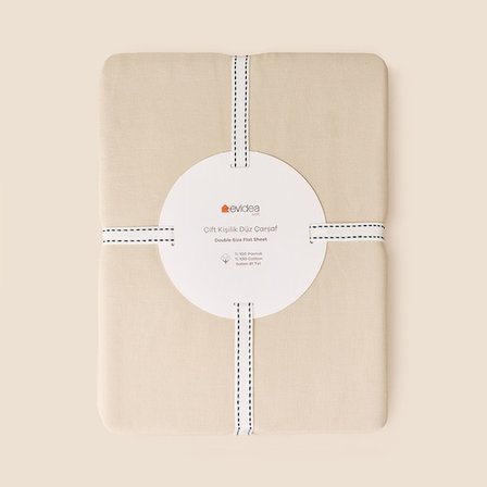 Evidea Soft Basic Çift Kişilik Düz Kenar Saten Çarşaf - Bej - 240x260 cm