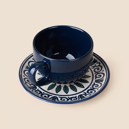 Keramika 2'li Stoneware Çay ve Latte Fincan Seti - Renkli