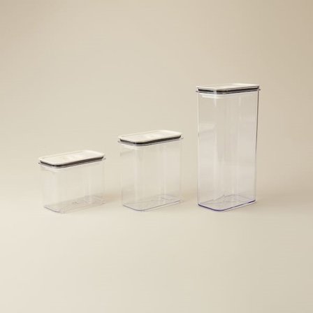 Evidea Kitchen Moeno 3'lü Vakumlu Kavanoz Seti - Beyaz - 1,2 lt + 1,8 lt + 3 lt