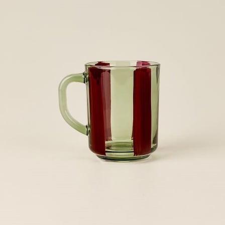 Rakle Çizgili Kupa - Yeşil / Bordo - 250 ml