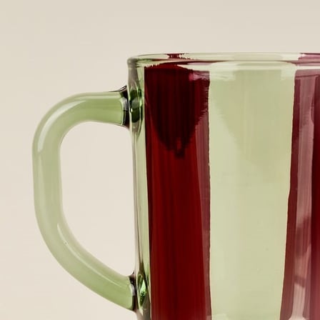 Rakle Çizgili Kupa - Yeşil / Bordo - 250 ml